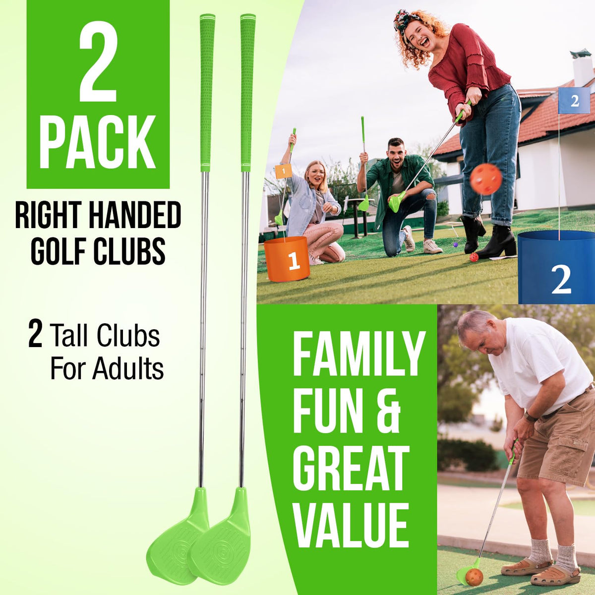 Samorillo backyard clubs with steel shafts offer durable play on grass, sand, and dirt.