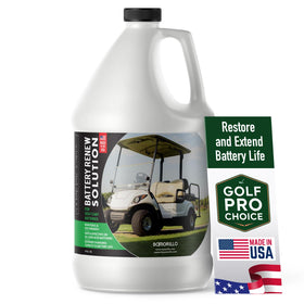 Samorillo Battery Renew 64oz bottle visual, dissolves sulfation to restore charge capacity