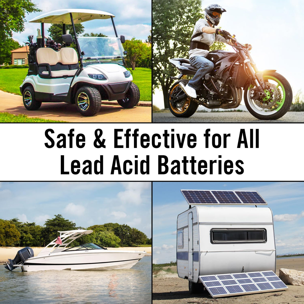 Samorillo Battery Renew improves charging on lead-acid batteries across golf carts and equipment.