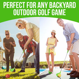 Oversized heads help align shots during yard practice and target games.