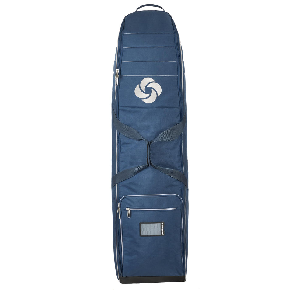 Samsonite soft-sided golf bag with wheels for smooth, effortless airport transport.