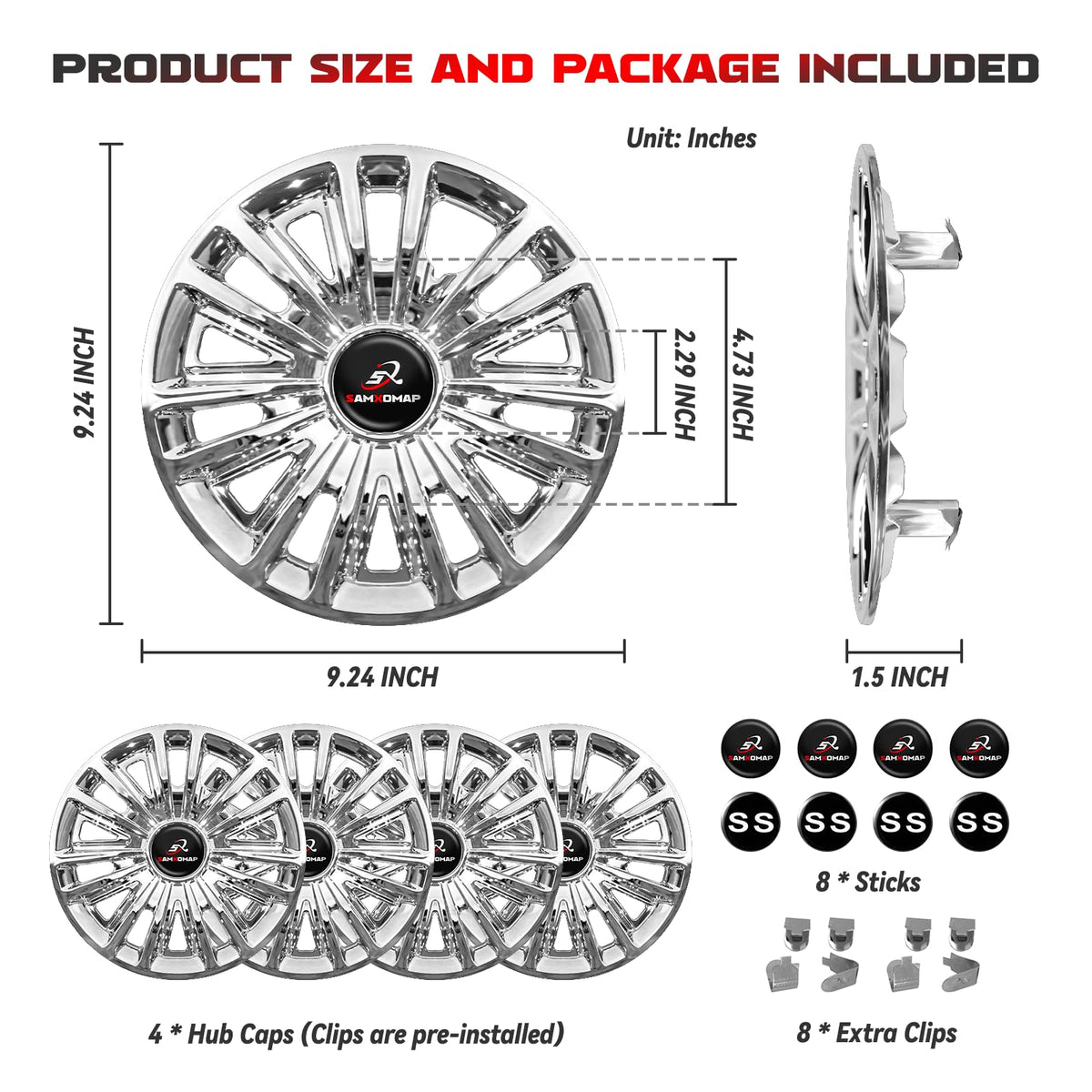 SAMXOMAP 8-inch chrome hub cap for Yamaha carts brightens wheels with durable coverage