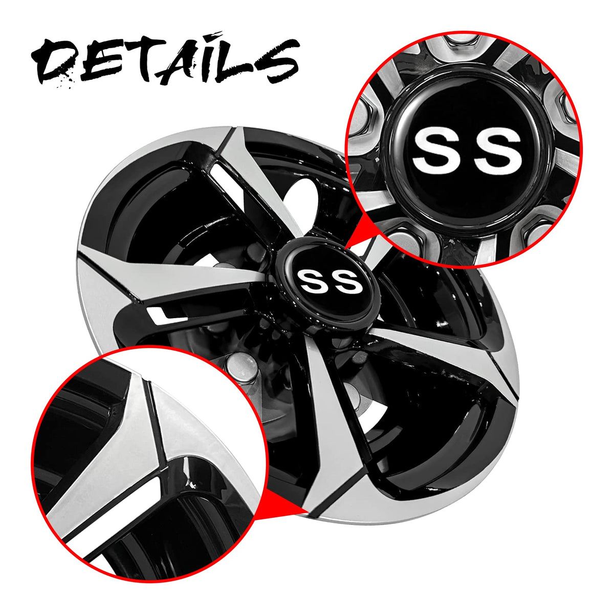 SAMXOMAP 8 inch hubcap for Yamaha enhances wheel appeal with gloss black finish.