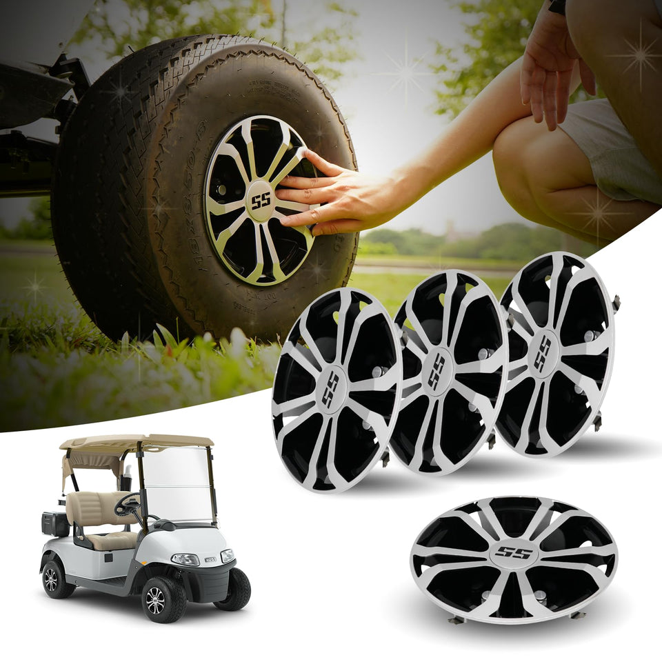 SAMXOMAP 8-inch hubcaps for EZGO TXT with chrome 5-spoke design for a refreshed look