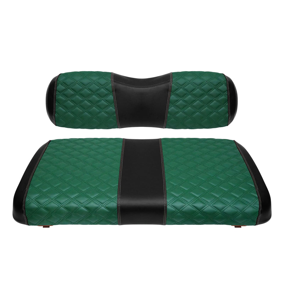 SAMXOMAP EZGO TXT front seat cover in green with diamond stitching for a refreshed look.