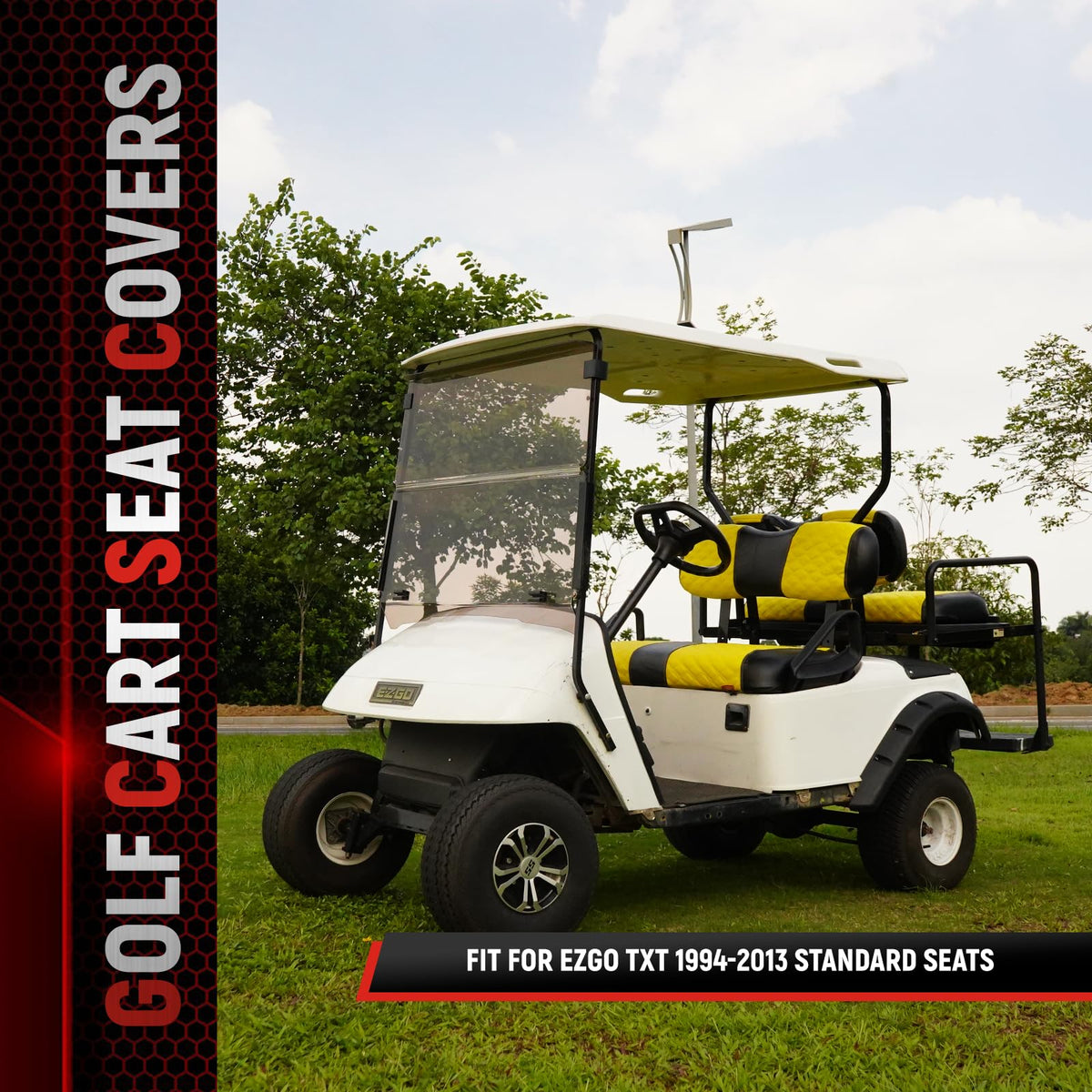 SAMXOMAP EZGO TXT seat cover installation straps simplify fitting