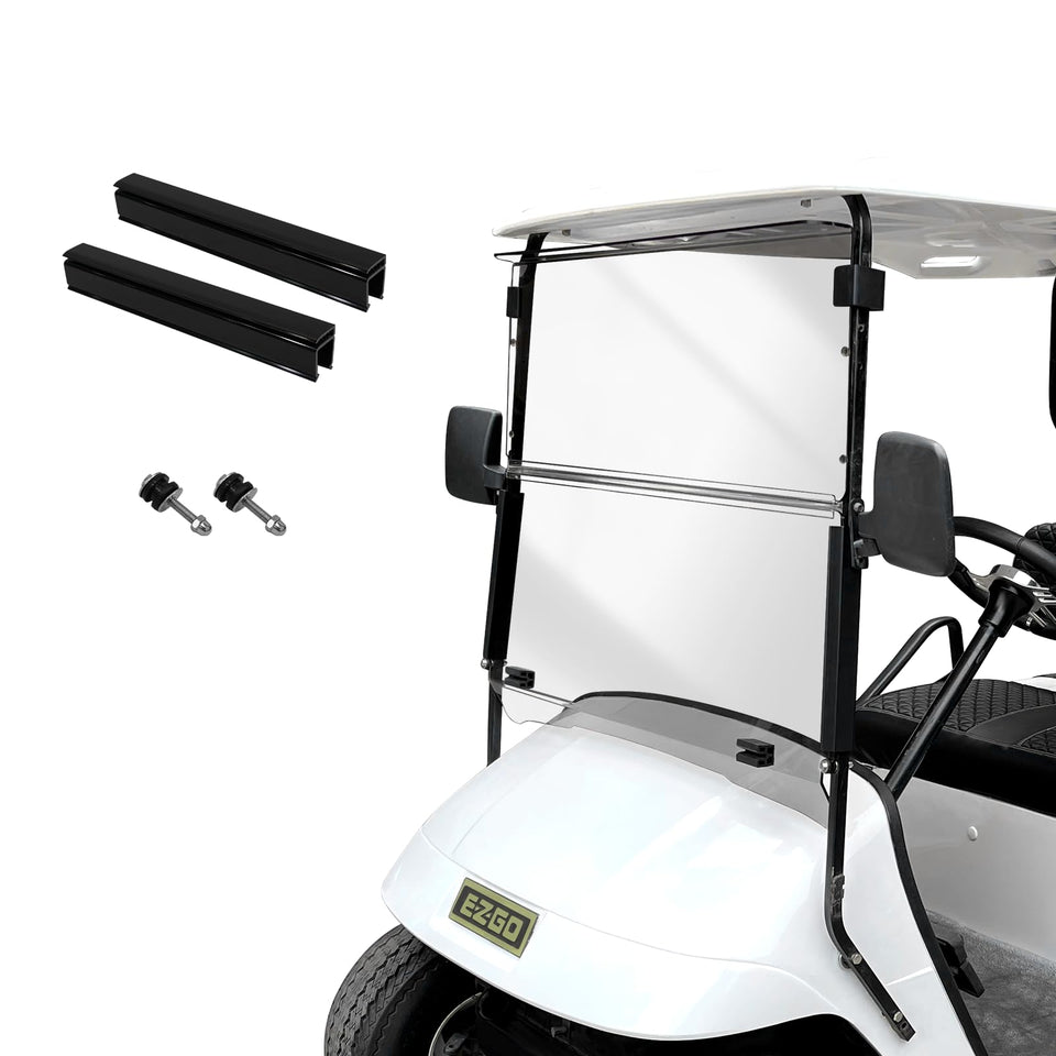 SAMXOMAP EZGO TXT windshield with foldable design for UV protection.