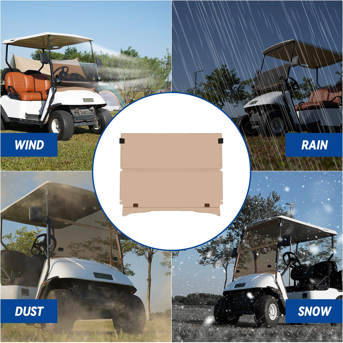 SAMXOMAP EZGO TXT windshield installation-ready for quick setup.