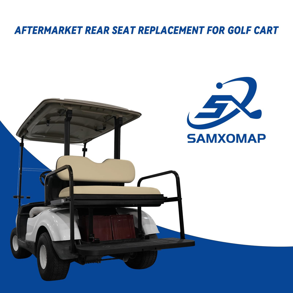 SAMXOMAP fit guide shows compatibility with Club Car, EZGO, Yamaha models.