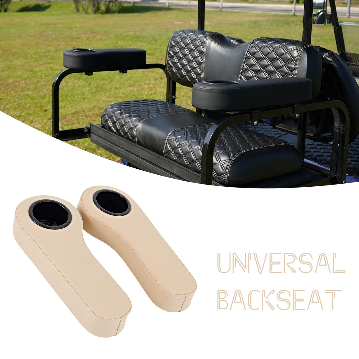 SAMXOMAP flip armrest and cup holder for Club Car rear seat setup