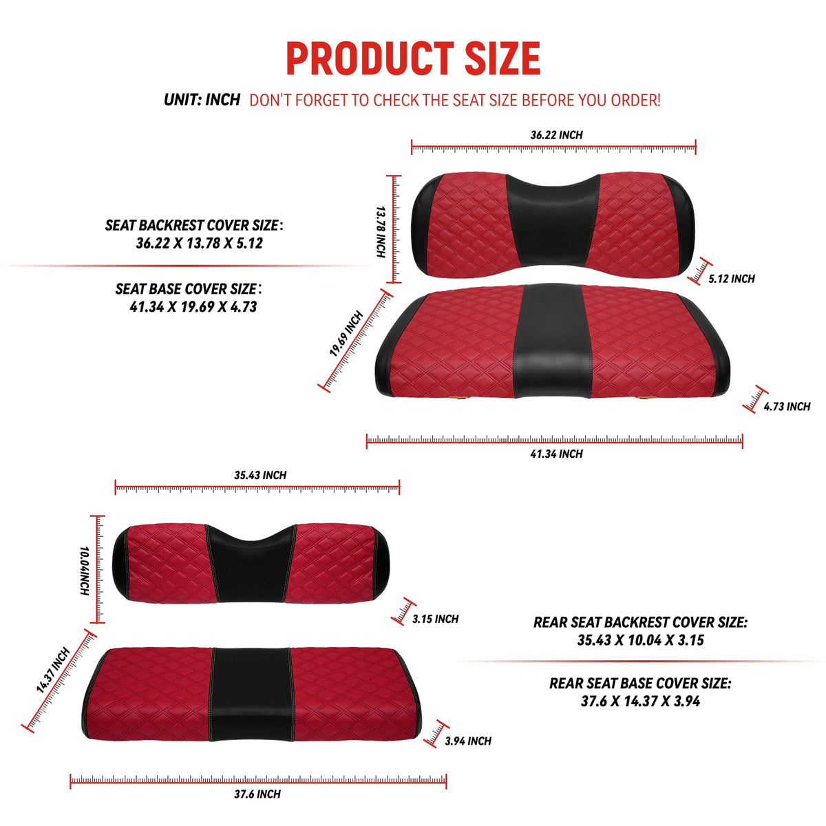 SAMXOMAP four-piece golf cart seat set compatible with Yamaha Drive
