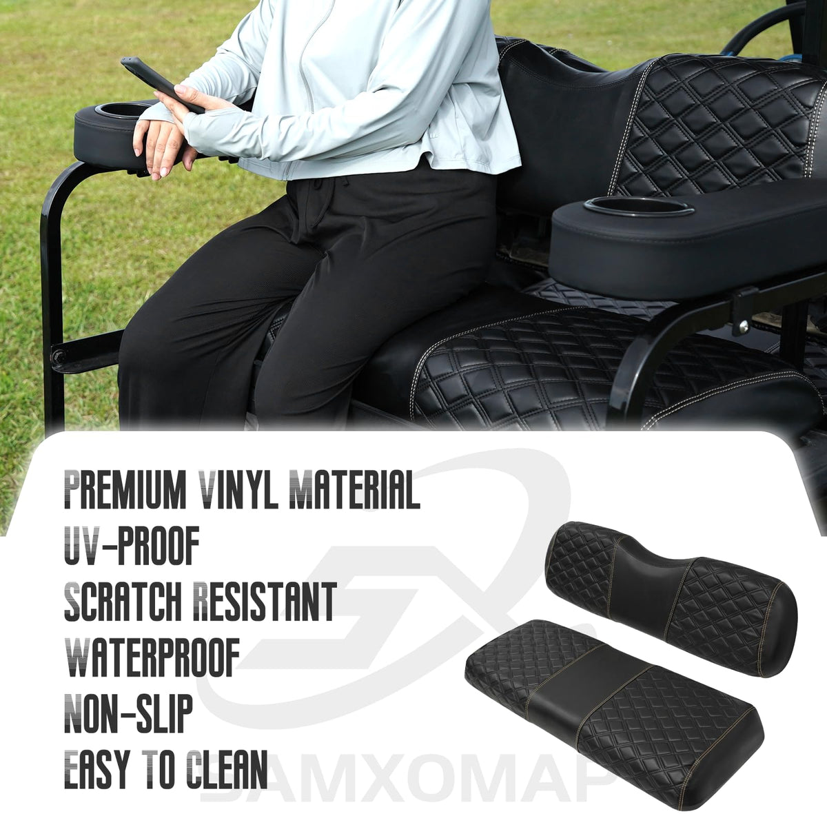 SAMXOMAP wipe-clean surface on front seat cover for easy maintenance