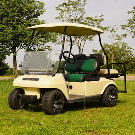 SAMXOMAP green seat covers elevate golf cart interior.