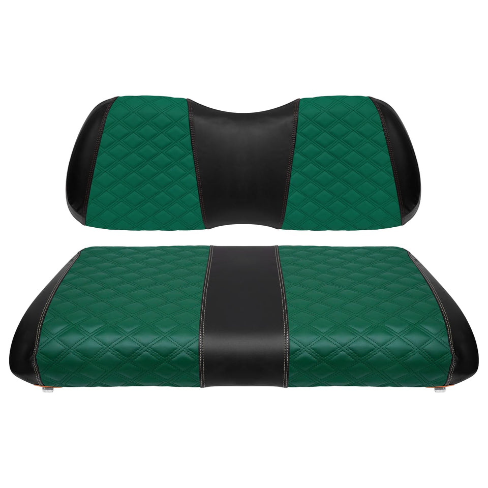 SAMXOMAP golf cart front seat cover in green with durable diamond stitching.