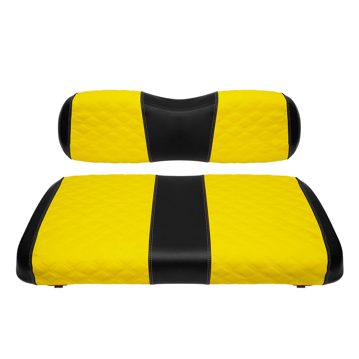 SAMXOMAP golf cart front seat cover in yellow with diamond stitching for refreshed styling
