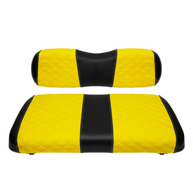 SAMXOMAP golf cart front seat cover in yellow with diamond stitching for refreshed styling