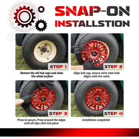 Snap-on hub cap 8-inch red by SAMXOMAP for quick install and bold style.