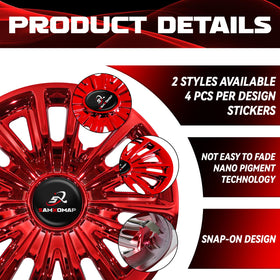 SAMXOMAP 8-inch red hub cap offers UV resistance for outdoor durability.