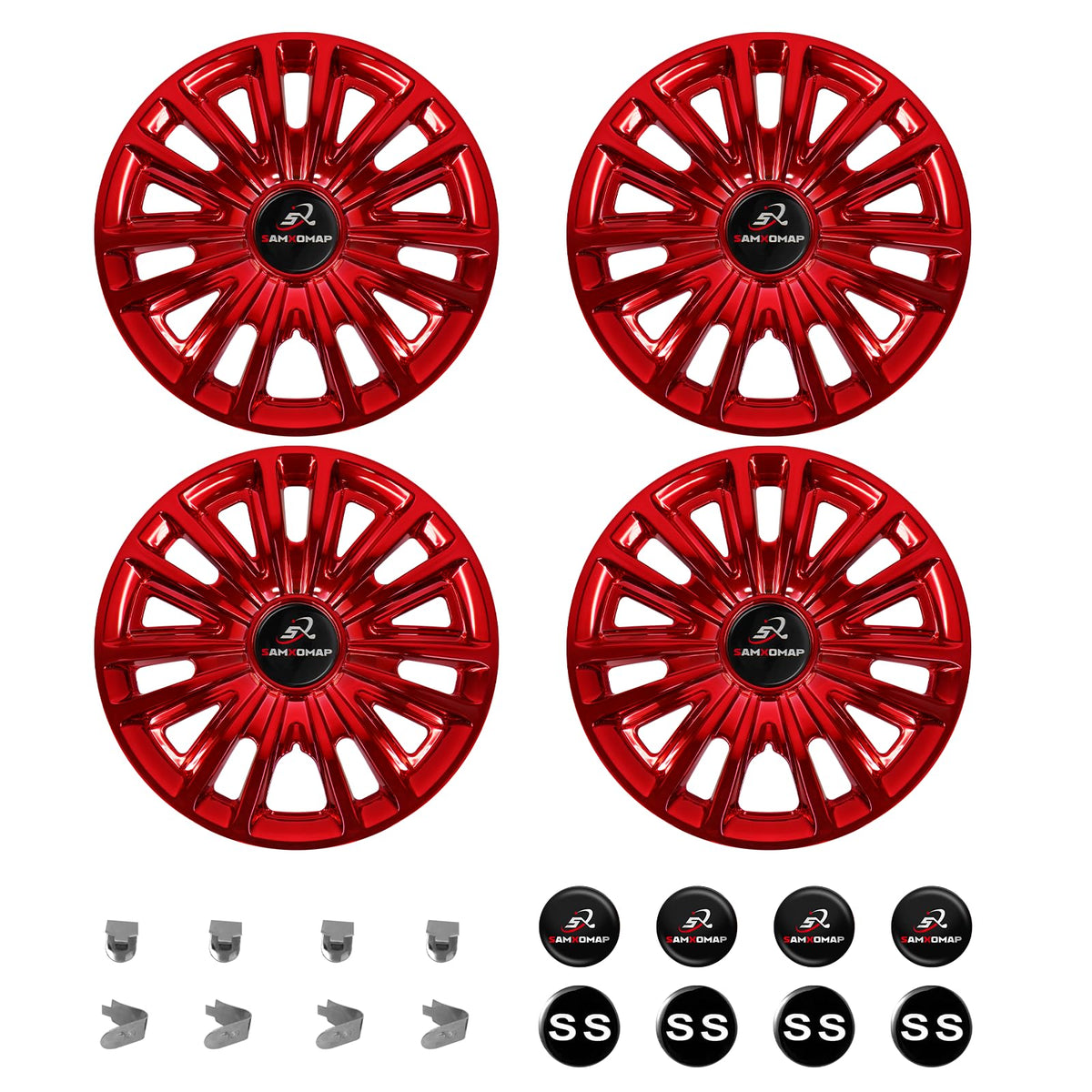 SAMXOMAP 8-inch red hub cap for EZGO TXT with easy snap-on installation and lasting finish.