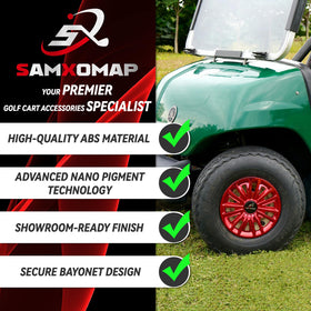 SAMXOMAP red hub cap set of four provides full wheel coverage with cohesive color.