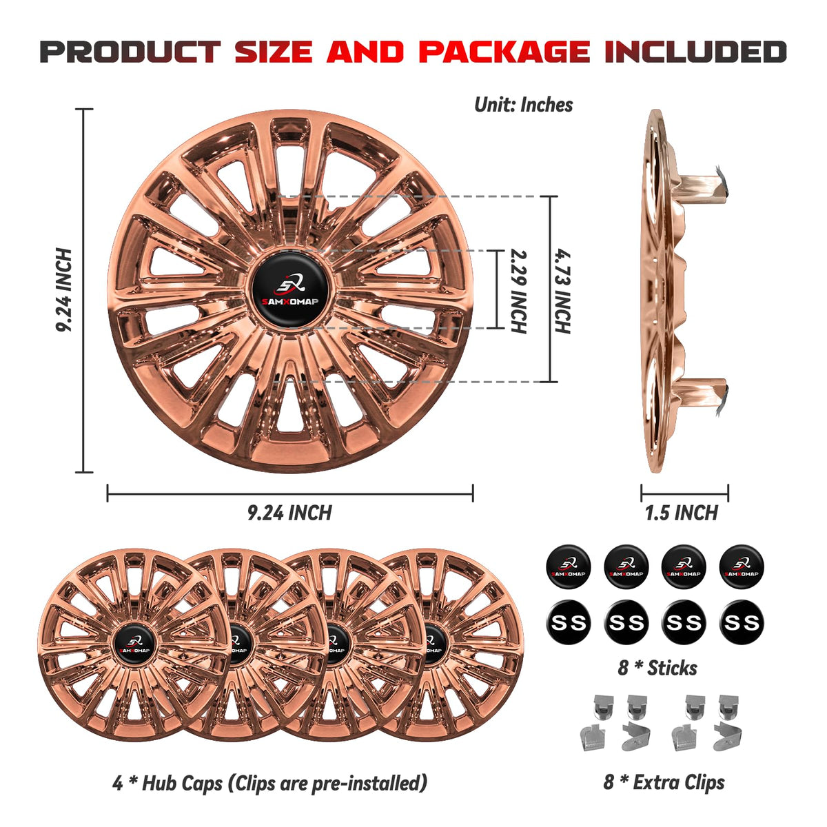SAMXOMAP copper hub cap close-up on EZGO TXT fit