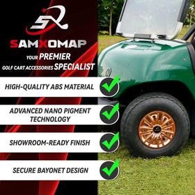 SAMXOMAP 4-pack hub caps arranged for all-weather golf carts