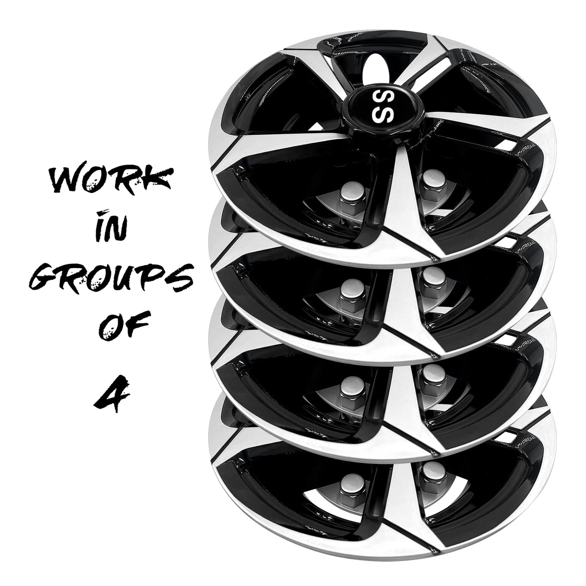 SAMXOMAP golf cart hubcaps set of 4 creates cohesive look across wheels.