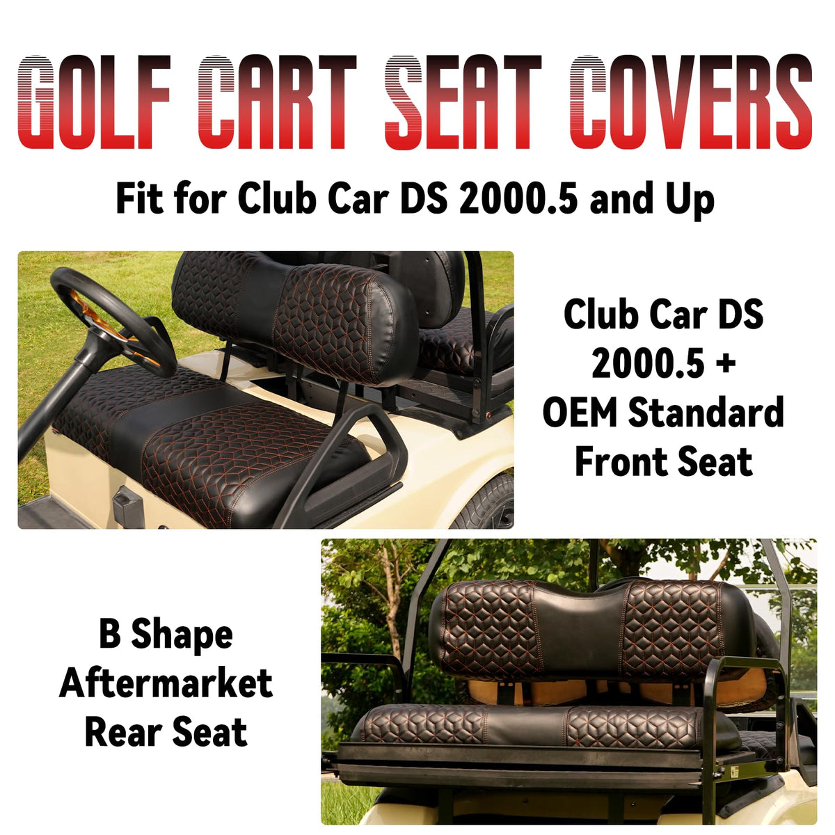 SAMXOMAP rear seat cover for Club Car DS 2000.5 offers durable protection and easy cleaning.