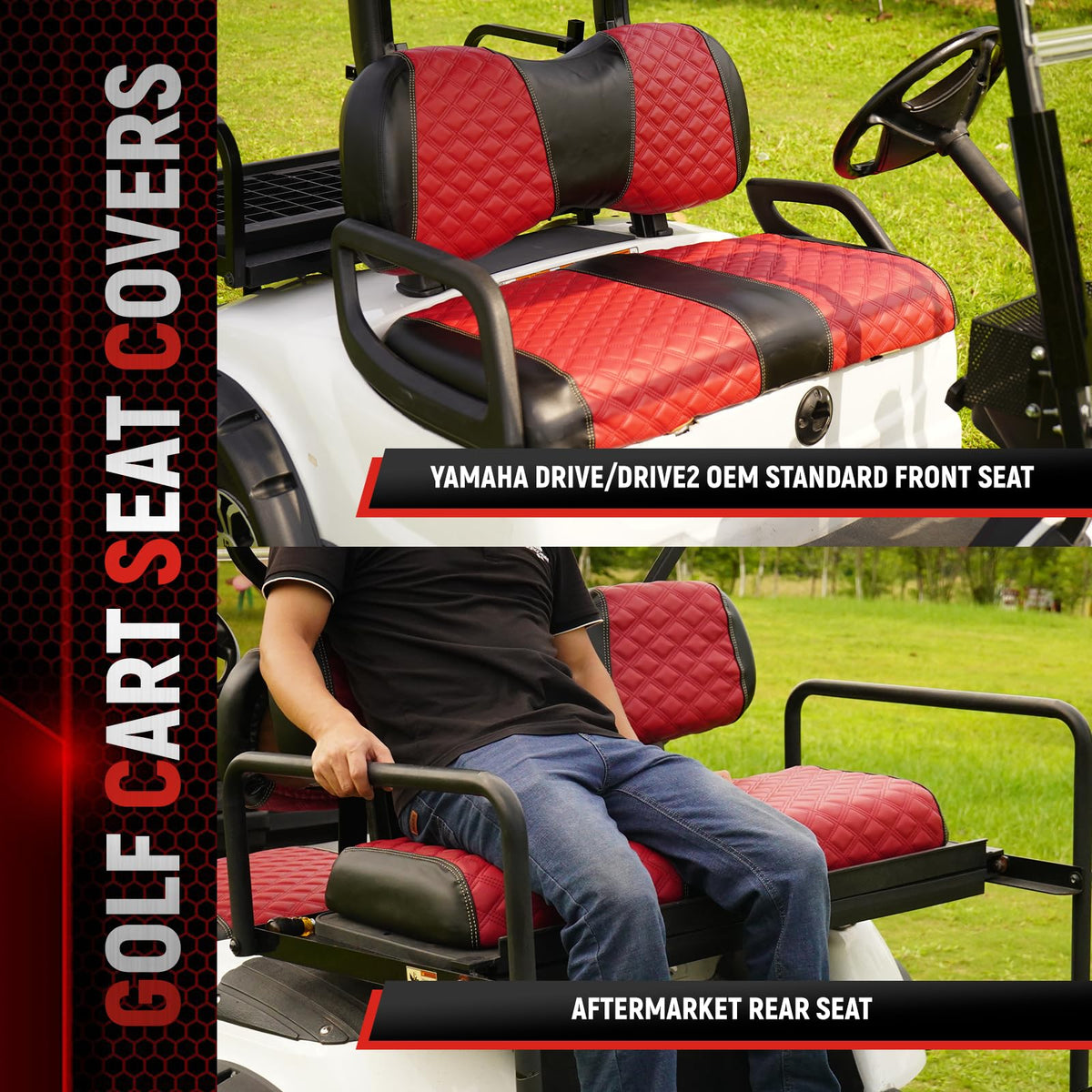 SAMXOMAP golf cart rear seat cover with diamond stitching for added protection