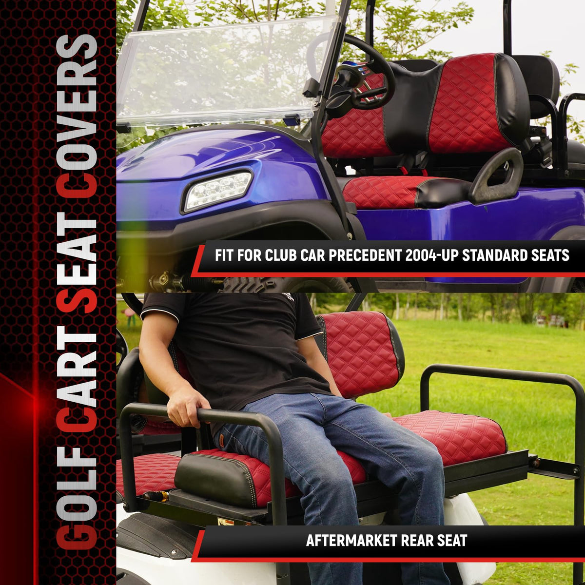 SAMXOMAP rear golf cart seat cover adds protection and style to the back row.