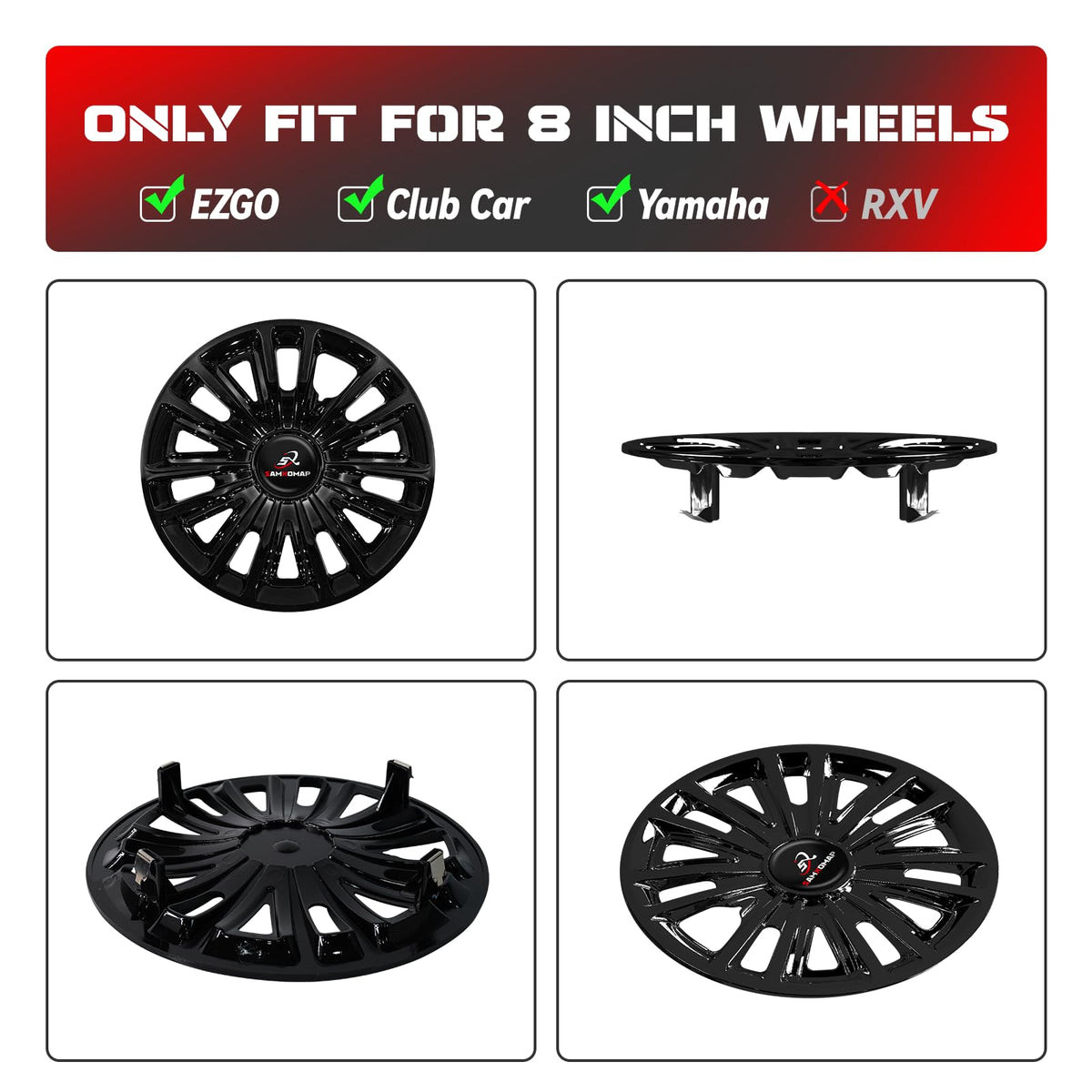 SAMXOMAP hub caps for Club Car DS/Precedent add stylish coverage and UV resistance