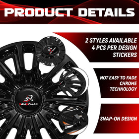 A full set of four SAMXOMAP hub caps for complete wheel protection and uniform look