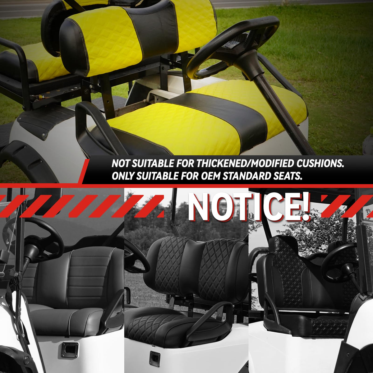 SAMXOMAP marine-grade vinyl leather yellow seat cover closeup