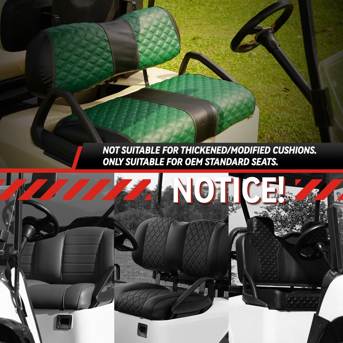SAMXOMAP marine-grade vinyl seat cover protects Club Car DS from water and sun.