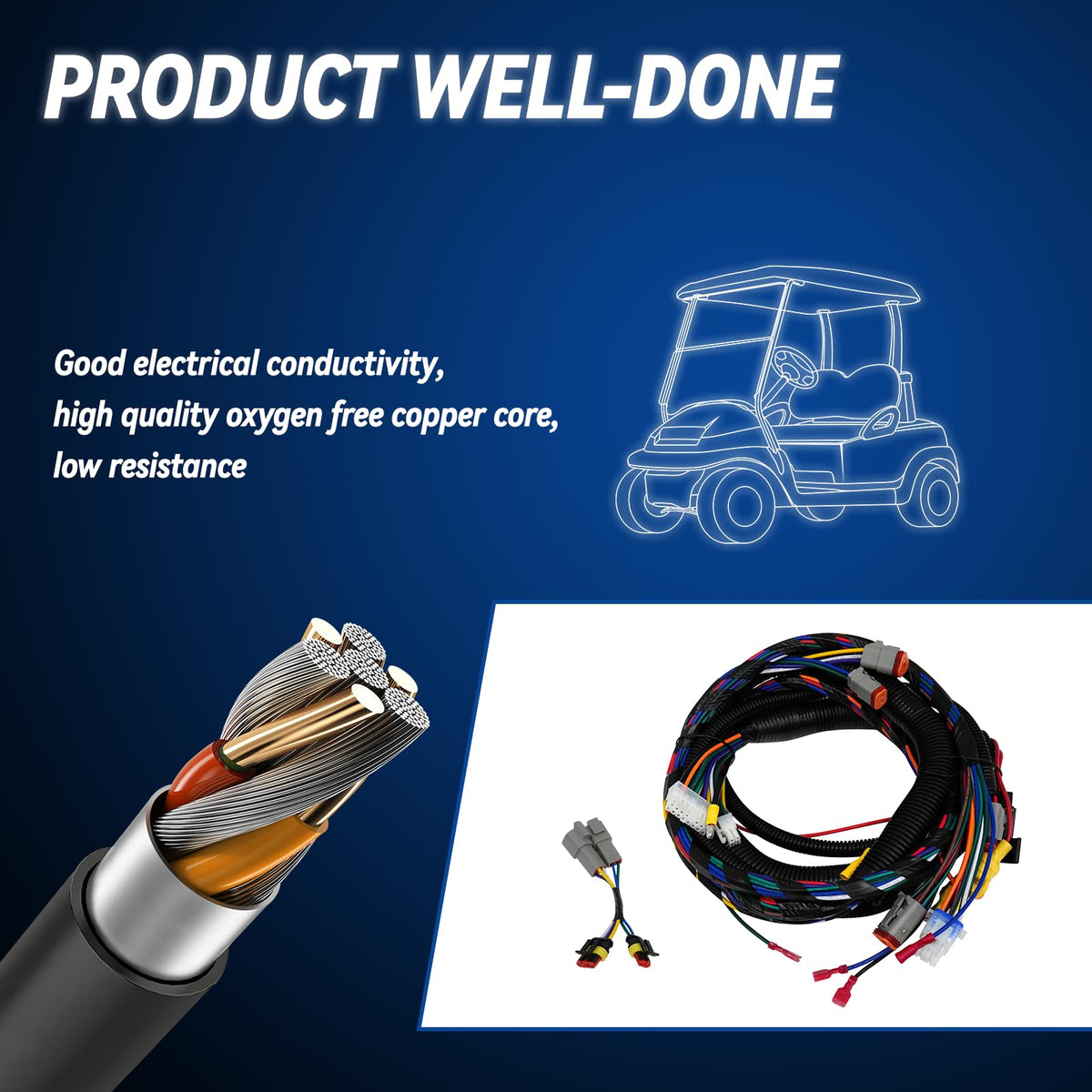 SAMXOMAP Precedent Club Car harness assembly with stable connectors.