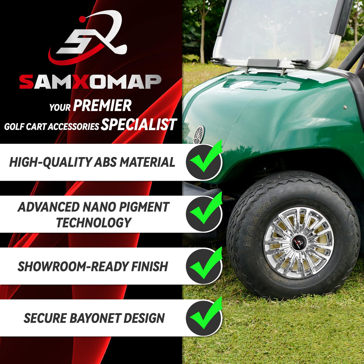 SAMXOMAP premium ABS hub caps resist weather and keep wheels crisp