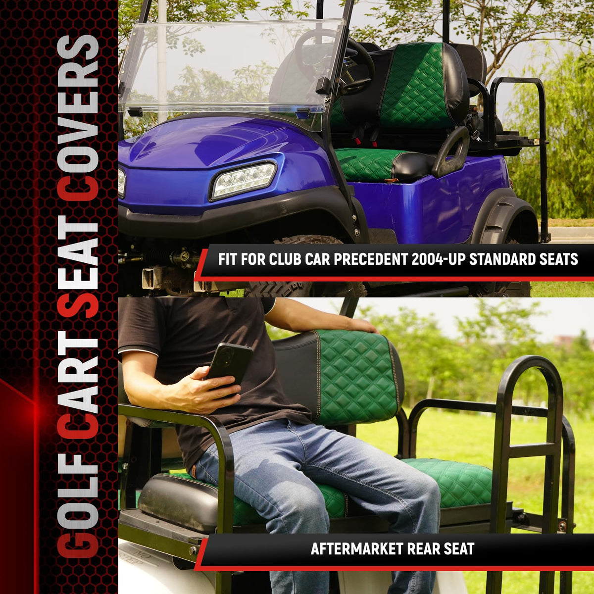 SAMXOMAP rear seat cover in green provides waterproof protection