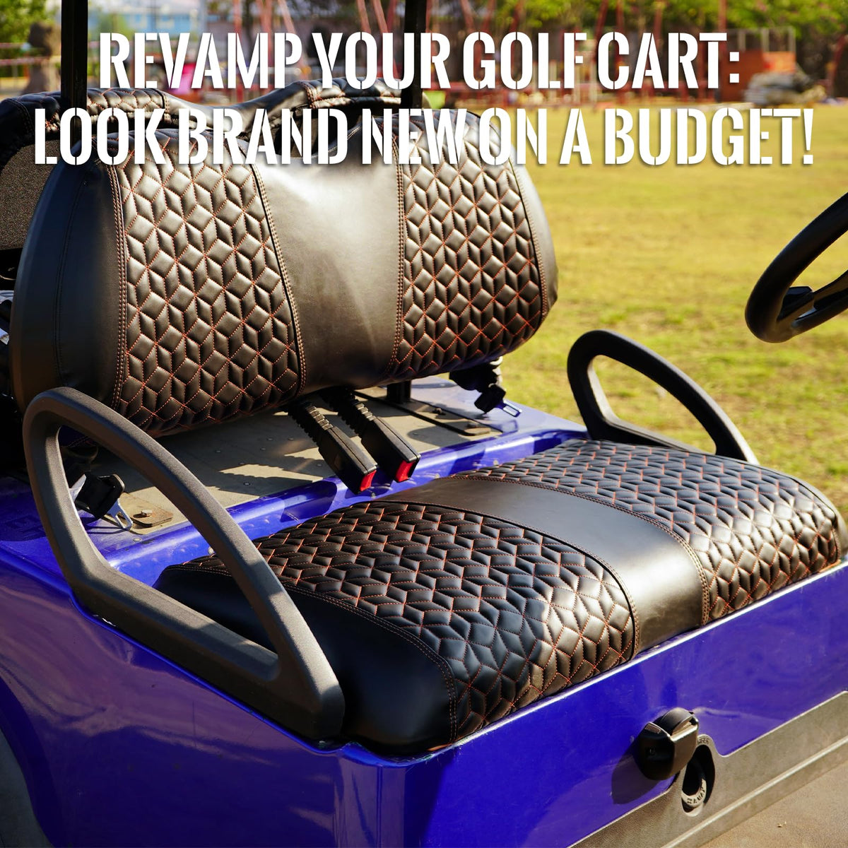 SAMXOMAP seat cover features reinforced double stitching for lasting durability.