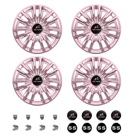 SAMXOMAP rose-gold hub cap 8in shows quick snap-on install for EZGO/Club Car/Yamaha