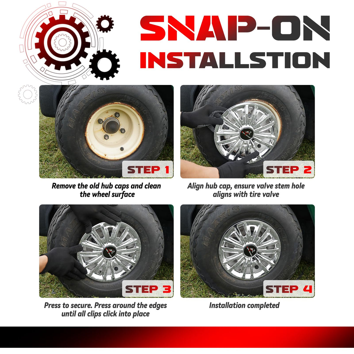 SAMXOMAP snap-on hub cap offers tool-free installation for quick upgrades