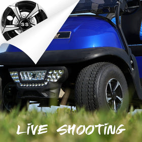 SAMXOMAP ss wheel cover with 5-spoke design enhances the cart's style.
