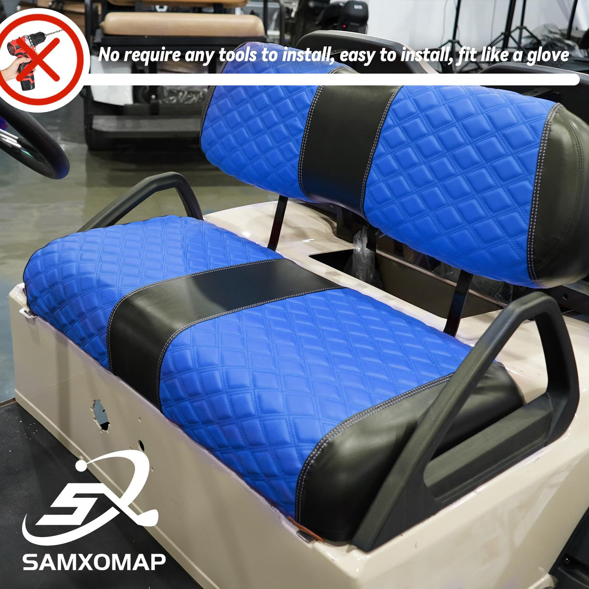 SAMXOMAP sun and scratch resistance protects the blue vinyl surface.