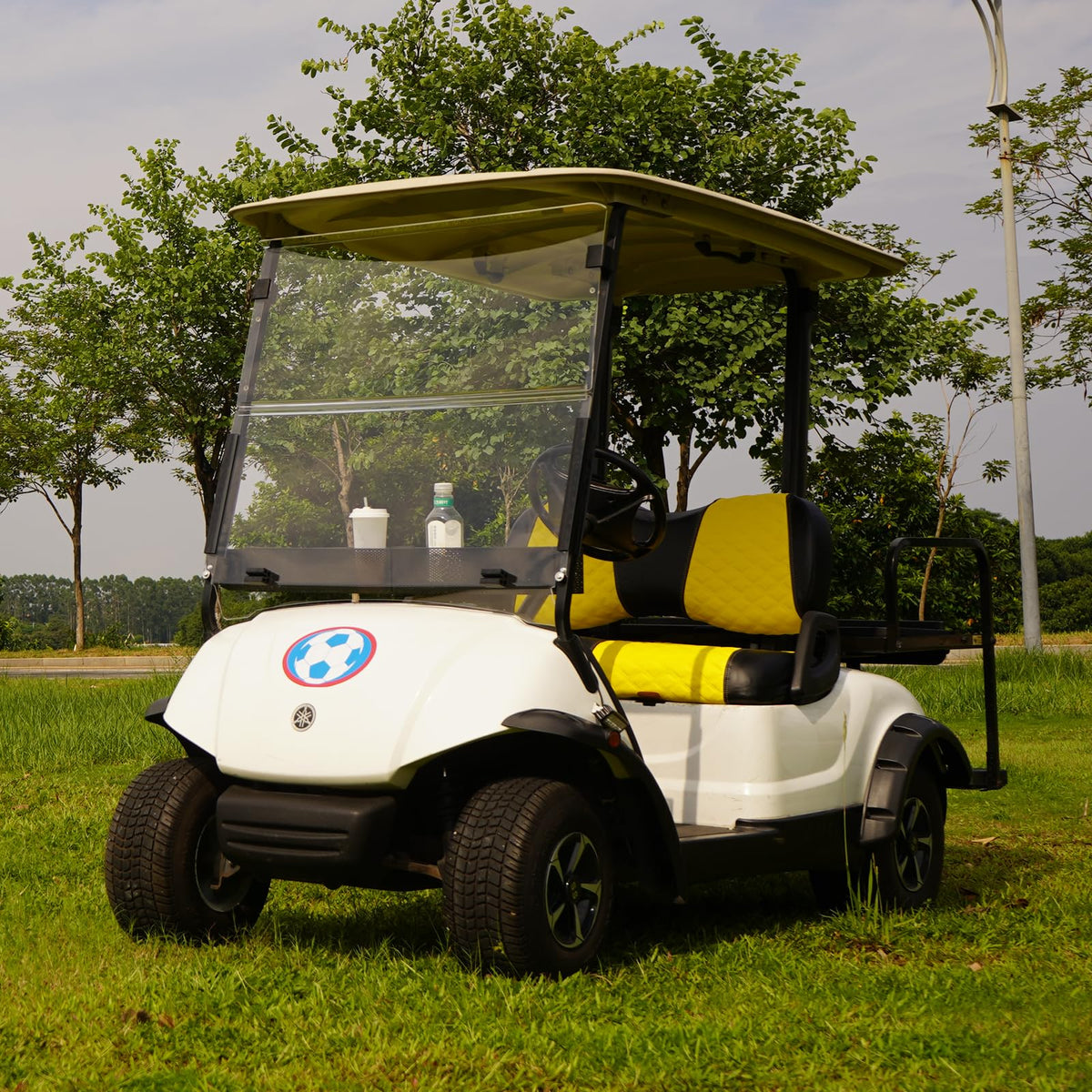 SAMXOMAP yellow seat cover helps prevent fading with daily use.