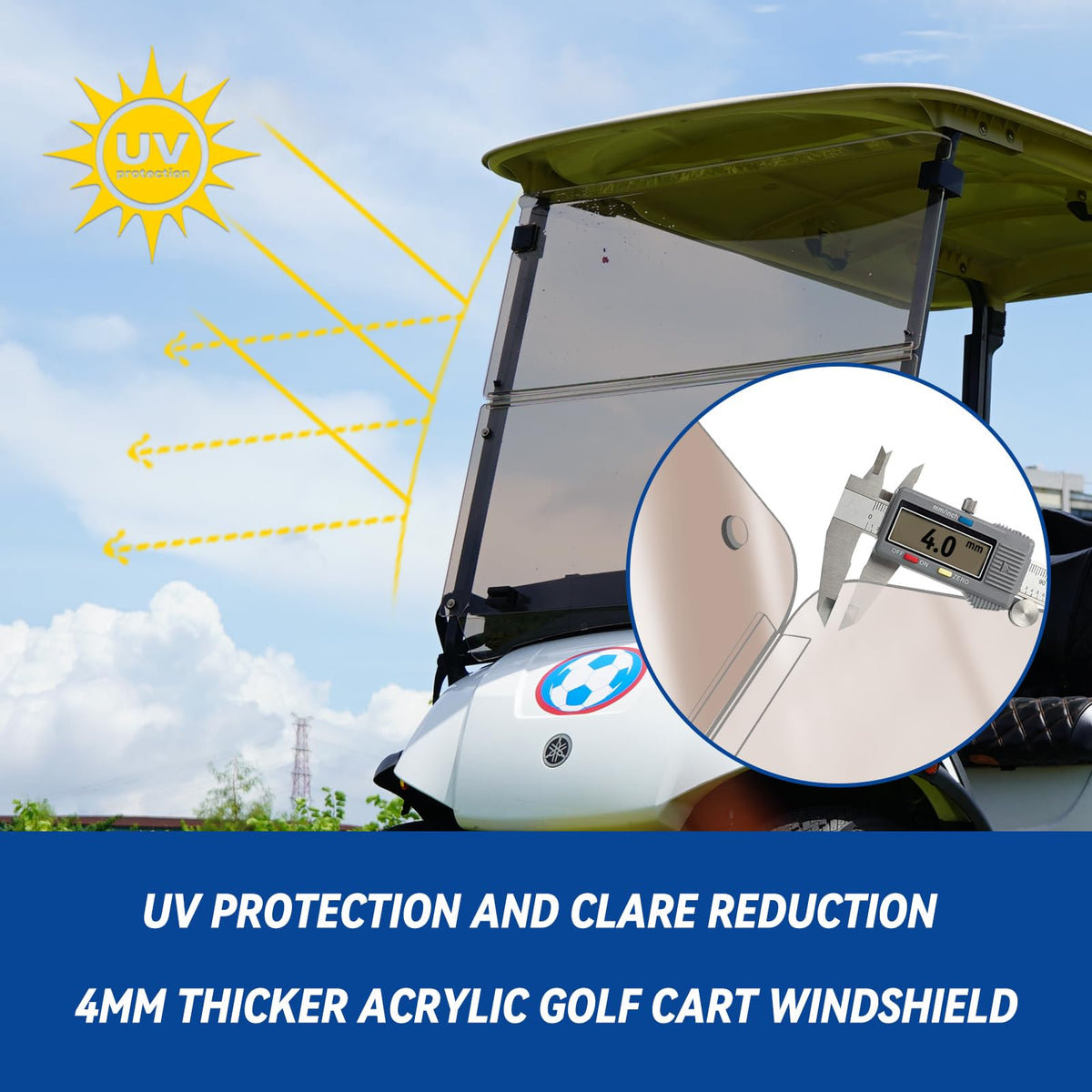 SAMXOMAP tinted windshield reduces glare for bright sun drives.