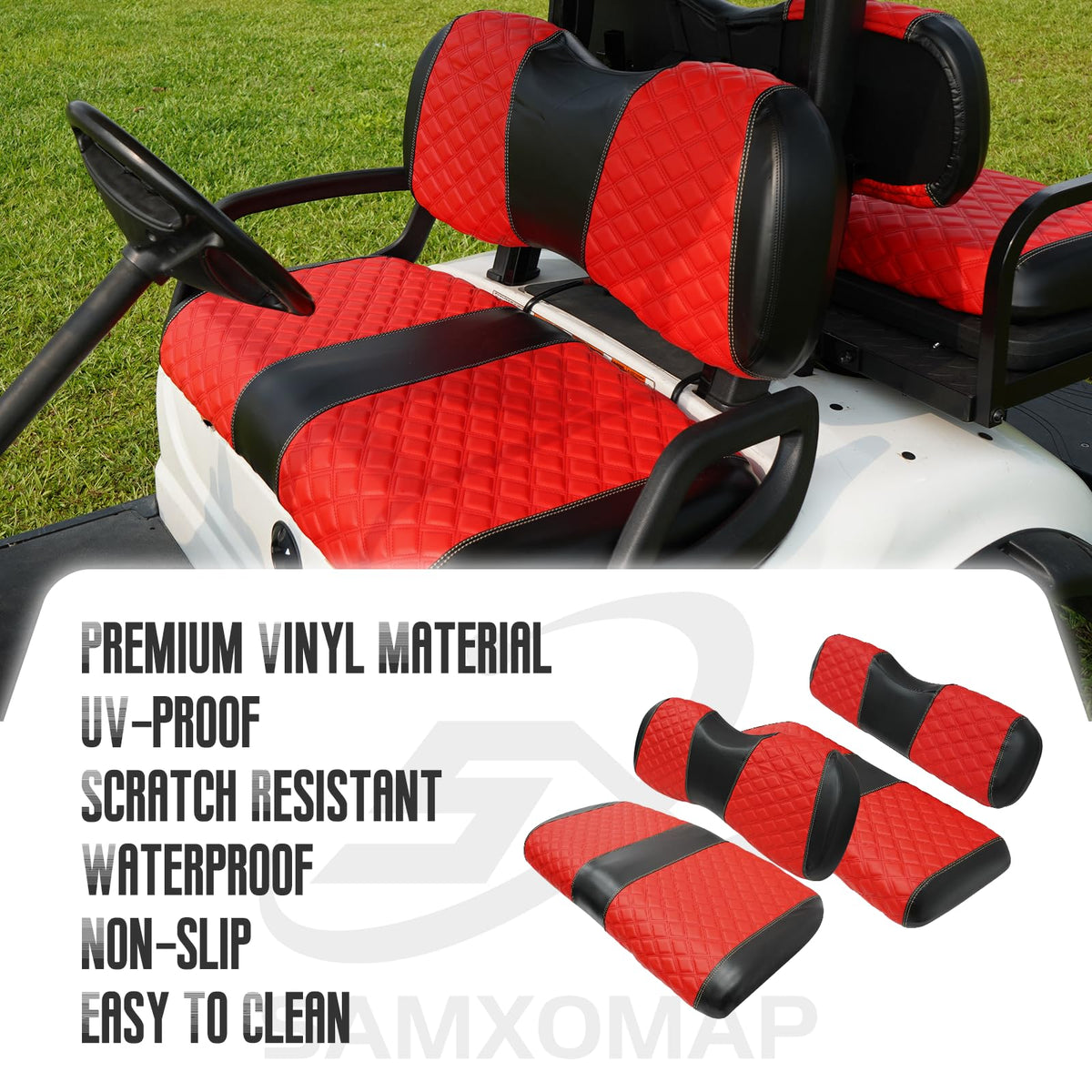 SAMXOMAP waterproof marine-grade vinyl protects seats from spills and sun damage.