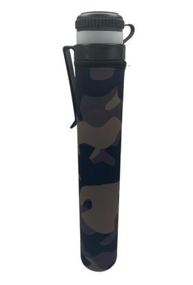 Sandbagger Sleeves with Divot Bottle in camo on golf bag for quick divot repair