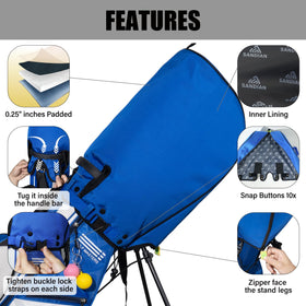 SANDIAN blue rain hood cover side view showing snug fit