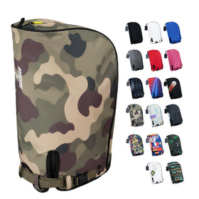 SANDIAN camo rain hood front view protecting a golf bag from rain and moisture.