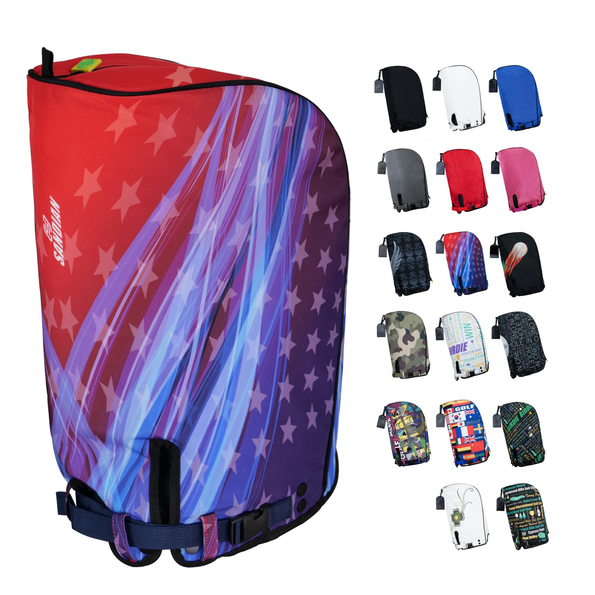 SANDIAN Flying Stars rain hood front view protects golf bag from rain and moisture
