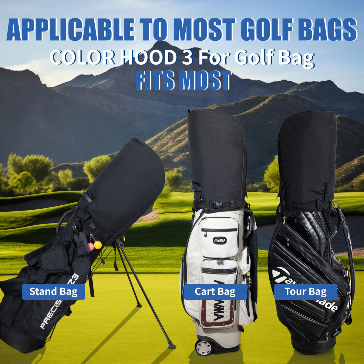 SANDIAN golf bag rain hood cover back view showing snug seal